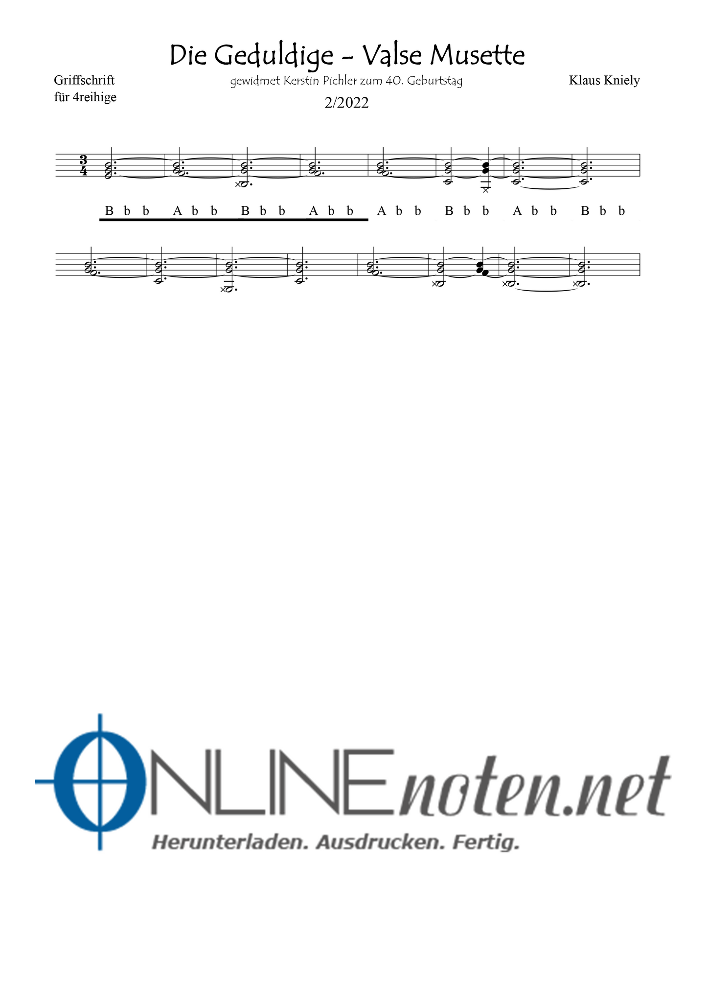 Die Geduldige - Valse Musette - Griffschrift 4reihige