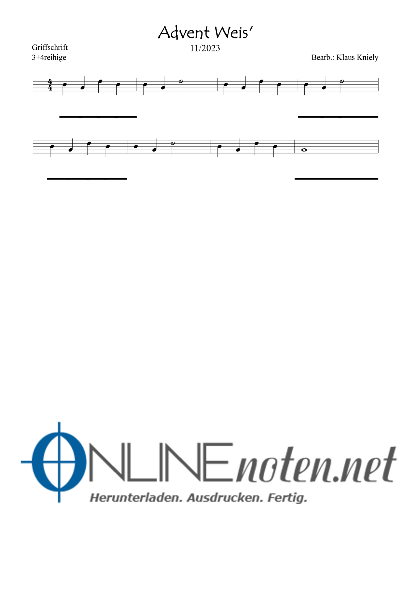 Advent Weis' - Griffschrift 3+4reihige