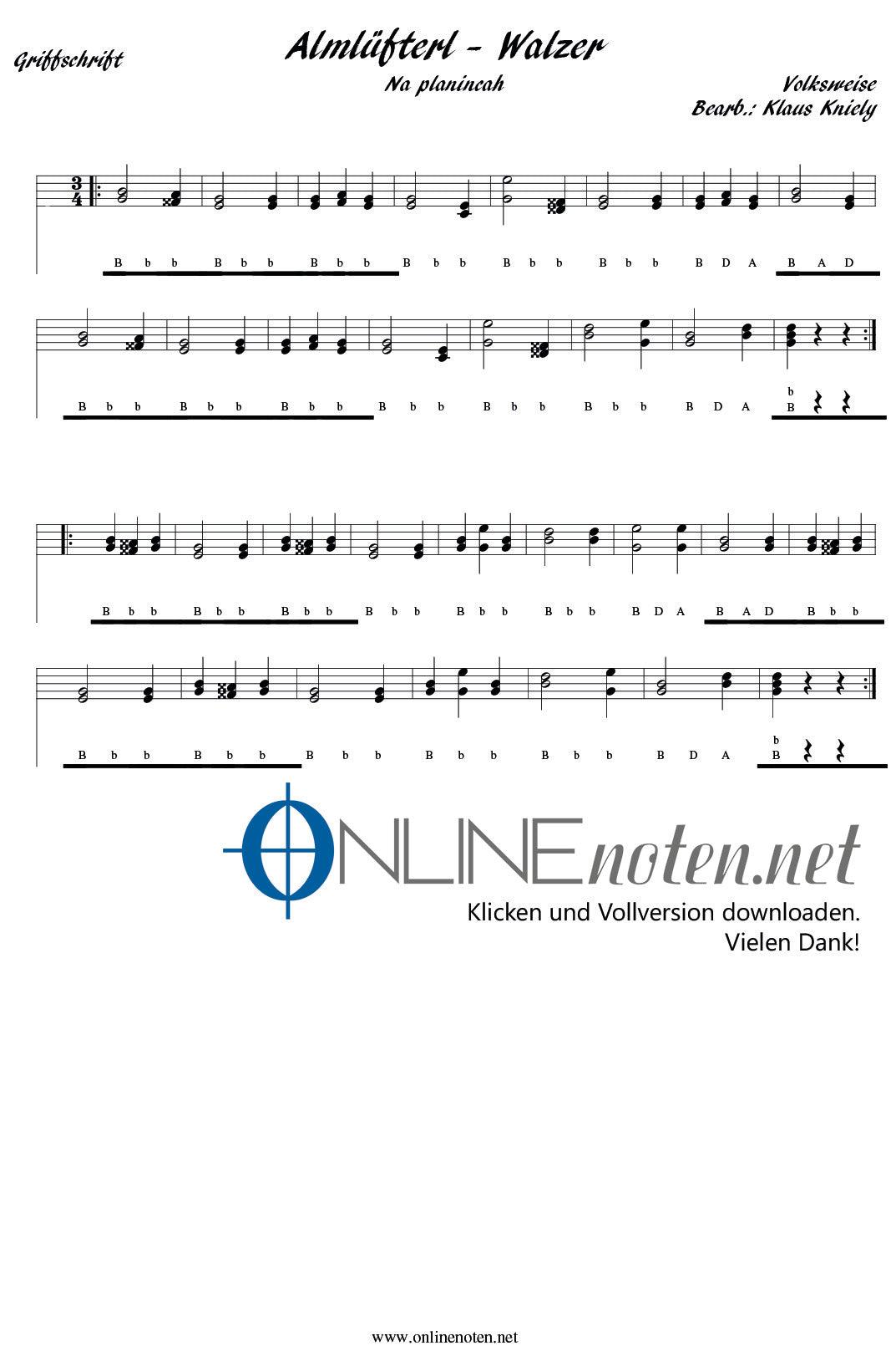 Almlüfterl Walzer - Online-Noten