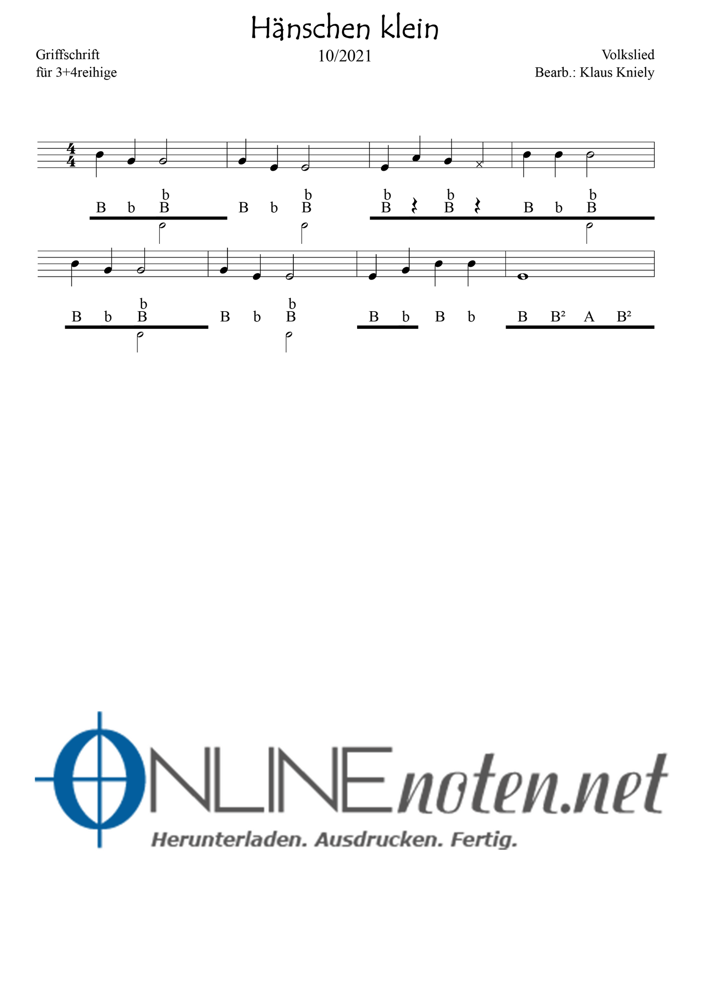 Hänschen klein - Online-Noten