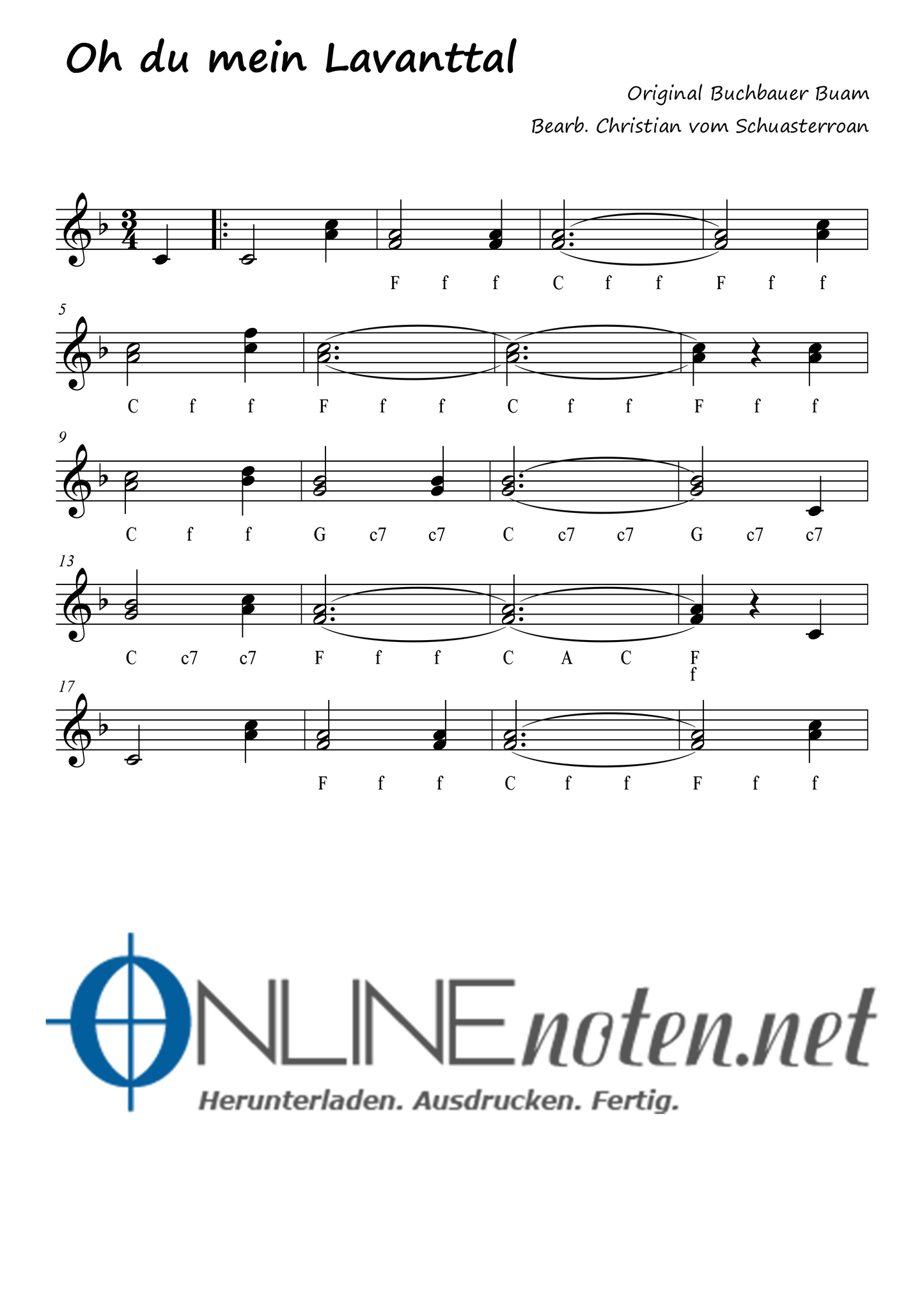 Oh du mein Lavanttal - Online-Noten