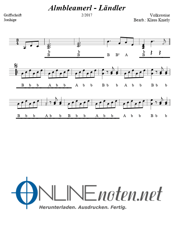 Almbleamerl Ländler - Online-Noten