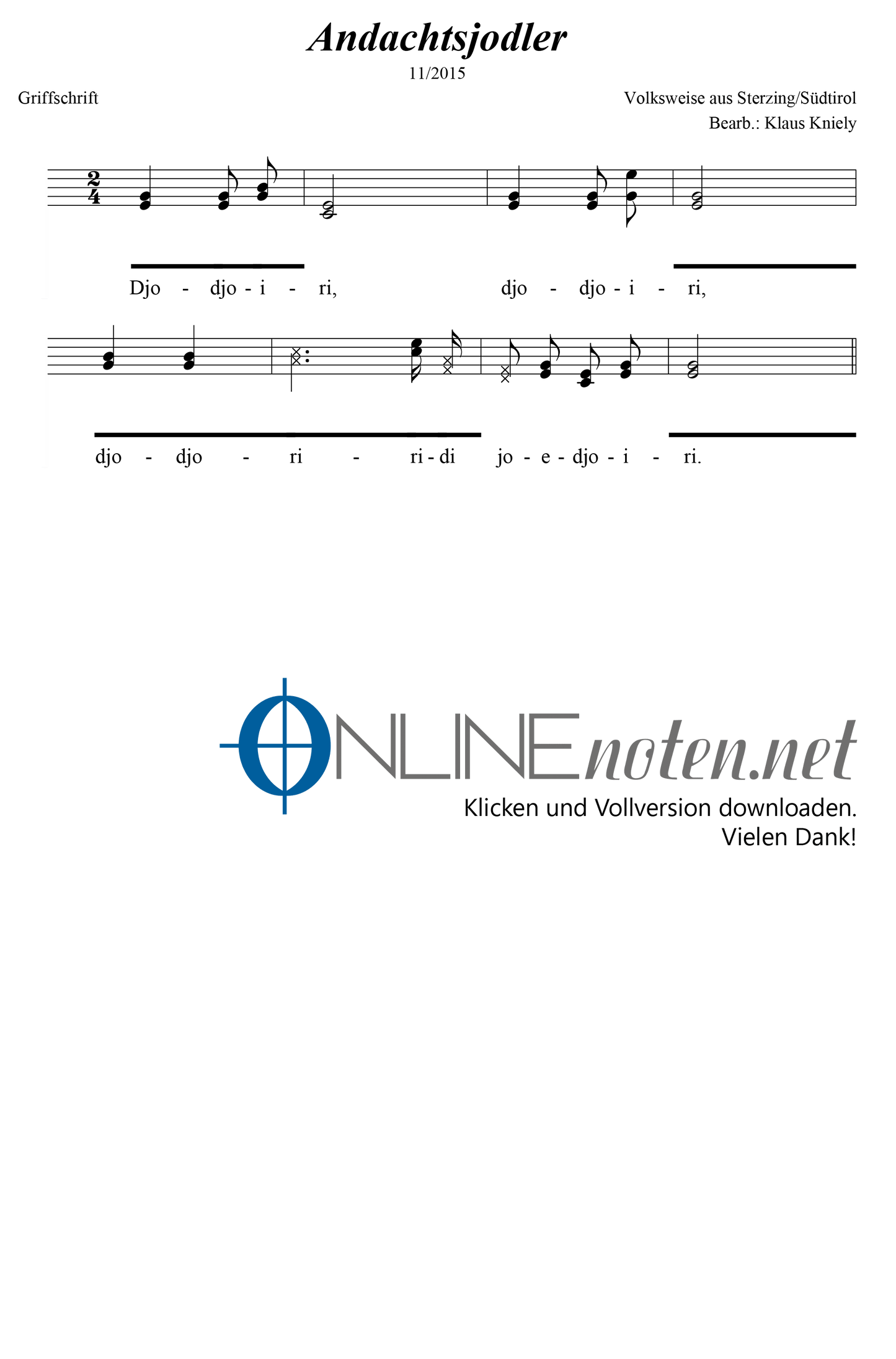Andachtsjodler - Online-Noten