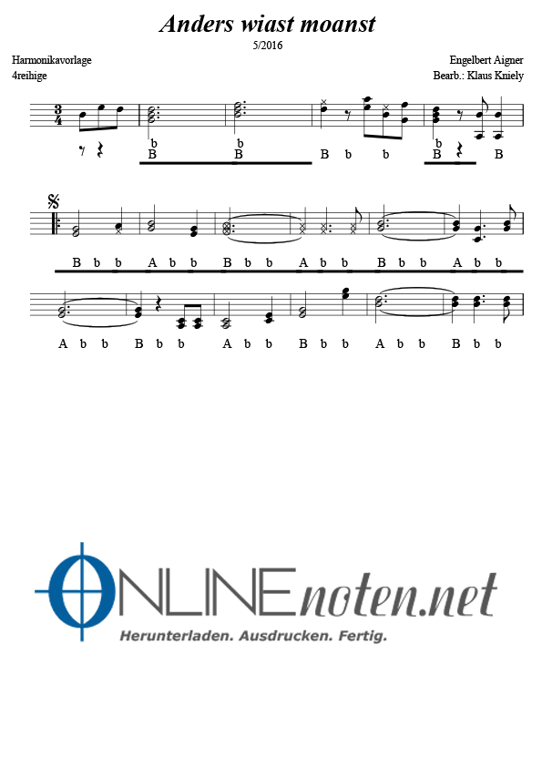 Anders wiast moanst - Online-Noten