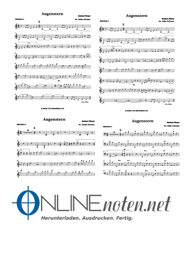 Augenstern für 4 Akkordeons (2) - Online-Noten