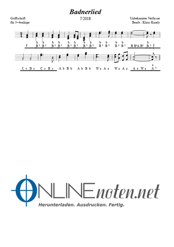 Badnerlied (3+4 reihige) - Online-Noten
