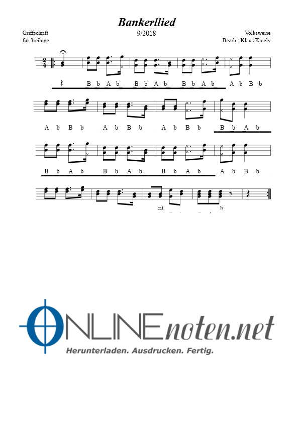Bankerllied (3+4 reihige) - Online-Noten