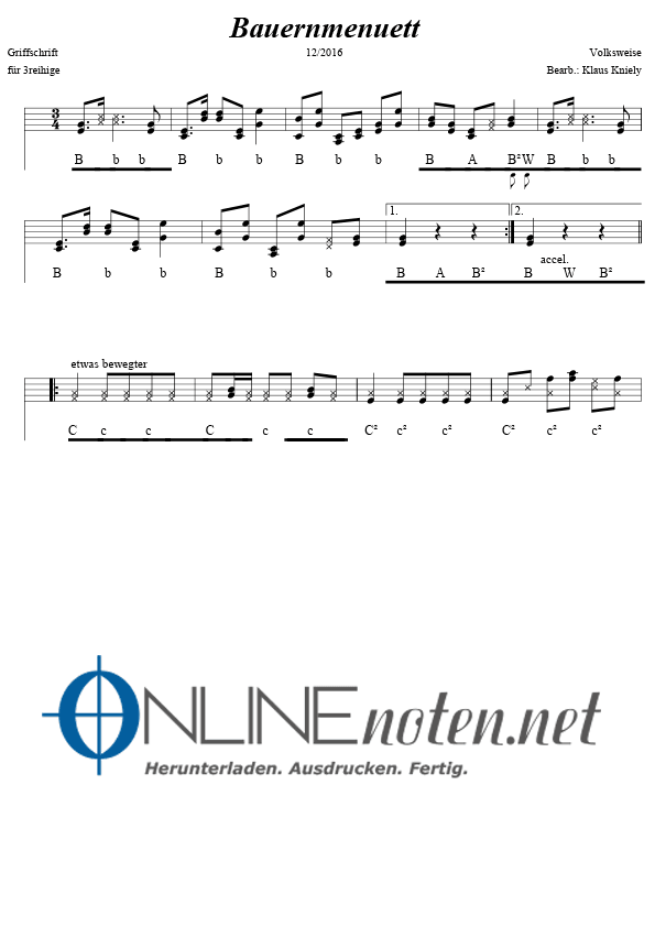 Bauernmenuett - Online-Noten