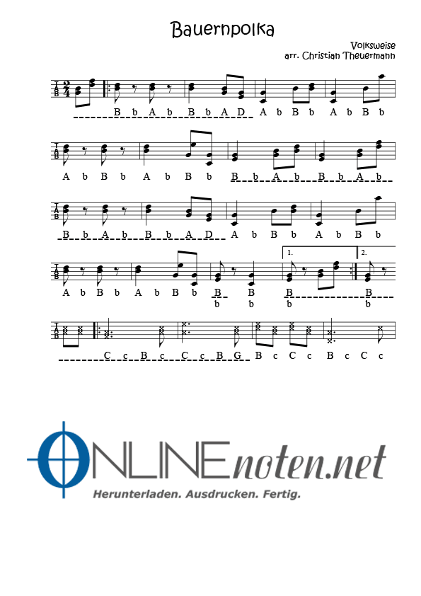 Bauernpolka TAB - Online-Noten