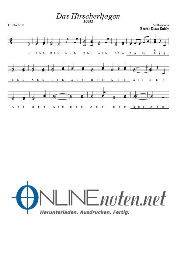 Das Hirscherljagen (mit Text) - Online-Noten