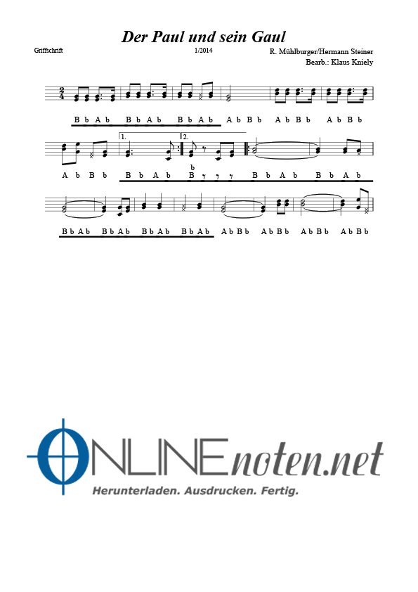 Der Paul und sein Gaul (mit Text) - Online-Noten