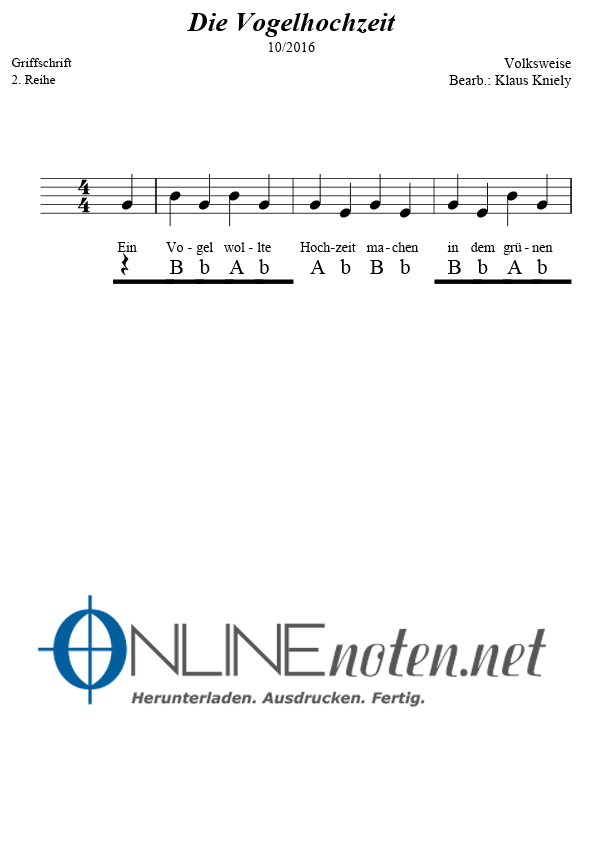 Die Vogelhochzeit - Online-Noten