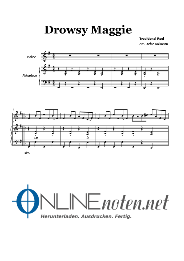 Drowsy Maggie (Akk.+Violine) 2 - Online-Noten