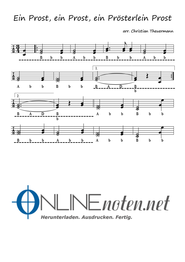 Ein Prost ein Prost ein Prösterlein Prost - Online-Noten
