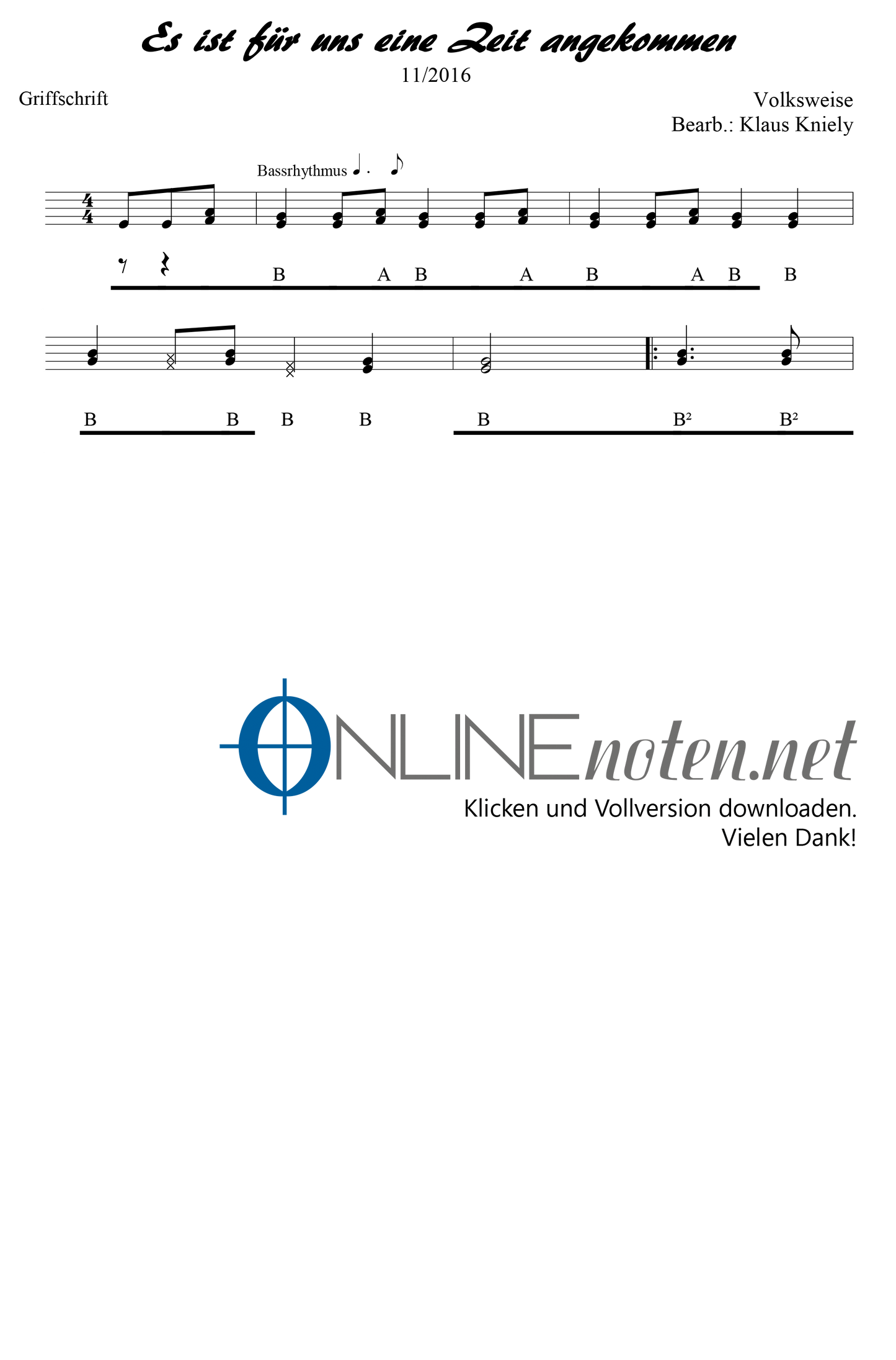 Es ist für uns eine Zeit angekommen - Online-Noten