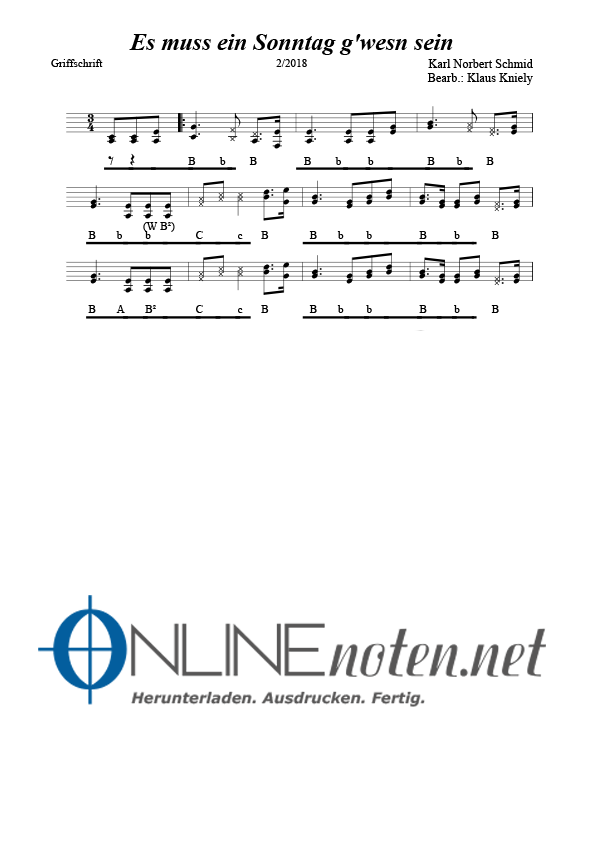 Es muss ein Sonntag g´wesn sein - Online-Noten