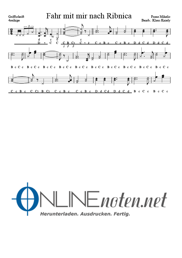 Fahr mit mir nach Ribnica - Online-Noten