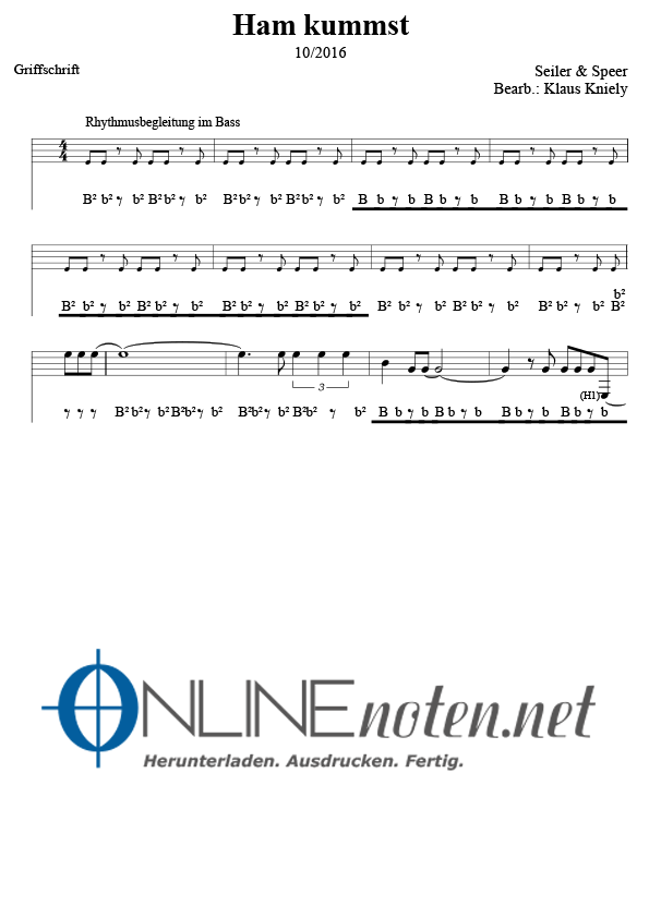 Ham kummst - Online-Noten