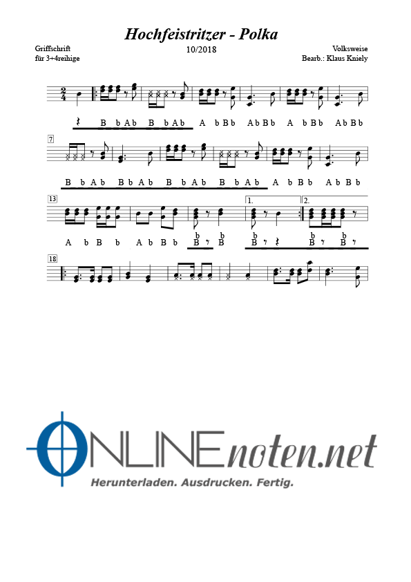 Hochfeistritzer Polka (3+4 reihige) - Online-Noten