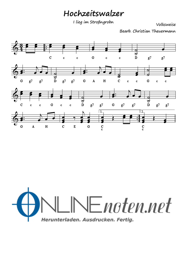 Hochzeitswalzer C-Dur - Online-Noten