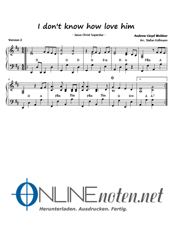 I don´t know how to love him (3) - Online-Noten