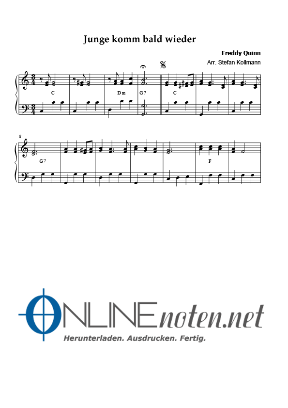 Junge komm bald wieder (2) - Online-Noten