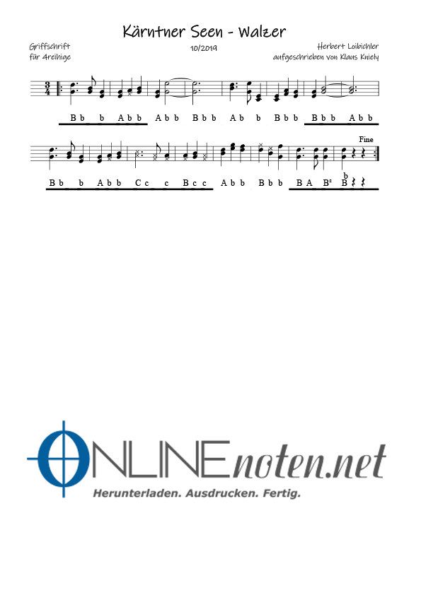 Kärntner Seen Walzer (4reihige) - Online-Noten