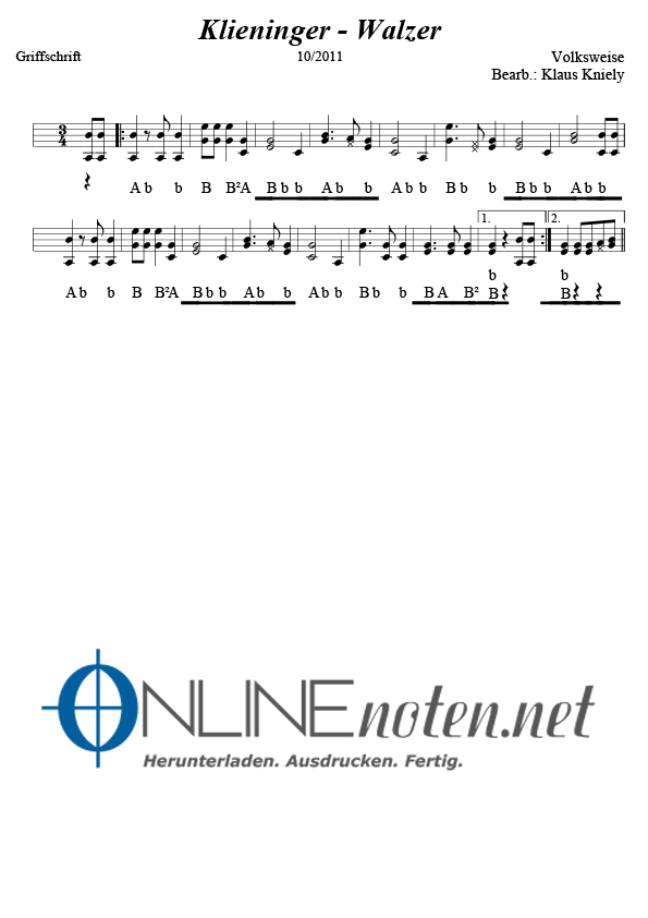 Klieninger Walzer - Online-Noten