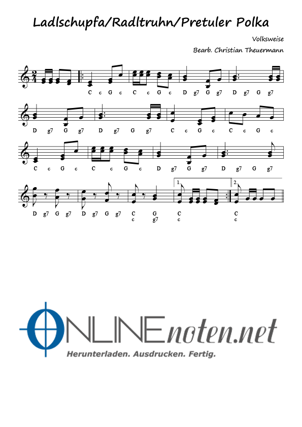 Ladlschupfa/Radltruchn/Pretuler Polka C-Dur - Online-Noten