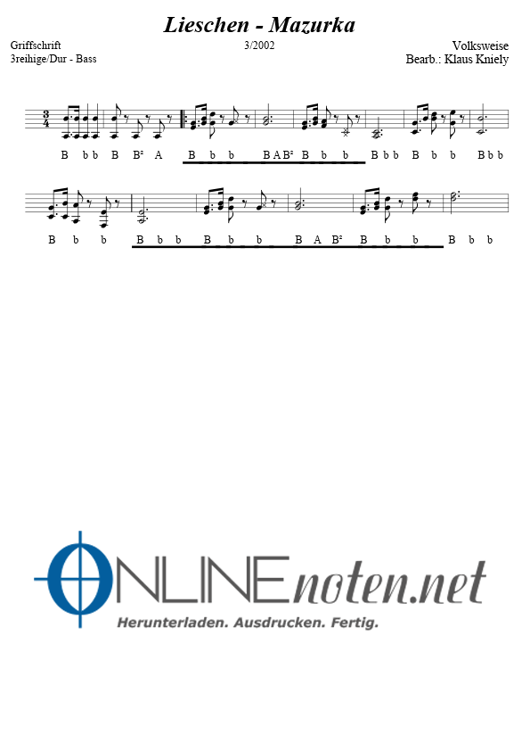 Lieschen Mazurka - Online-Noten