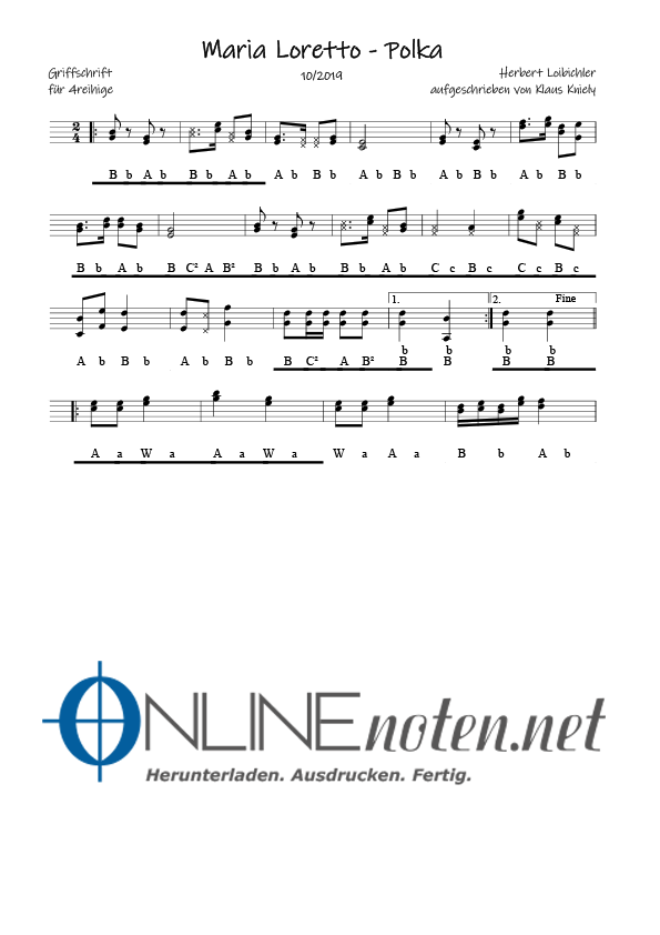 Maria Loretto Polka (4reihige) - Online-Noten