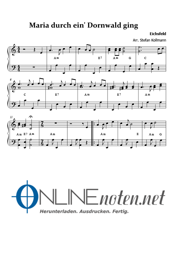 Maria durch ein Dornwald ging (2) - Online-Noten