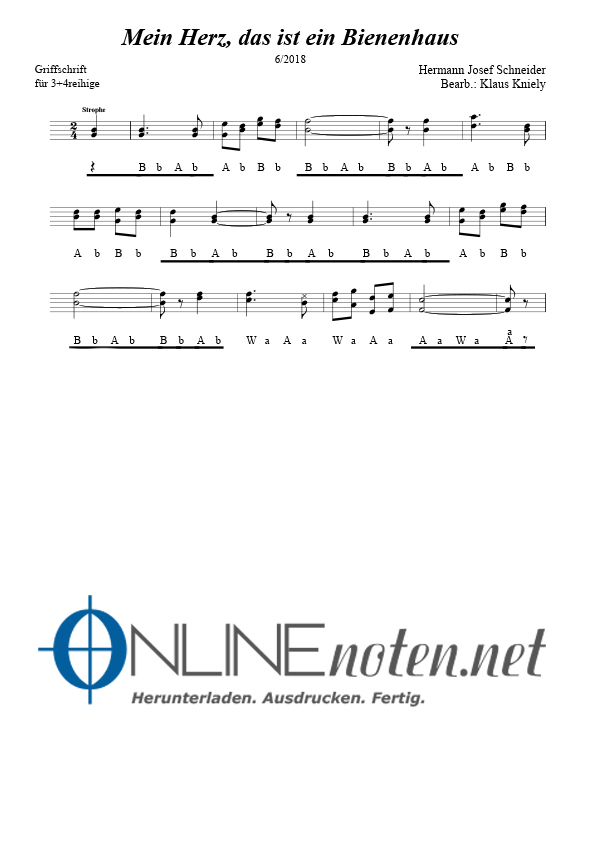 Mein Herz, das ist ein Bienenhaus - Online-Noten