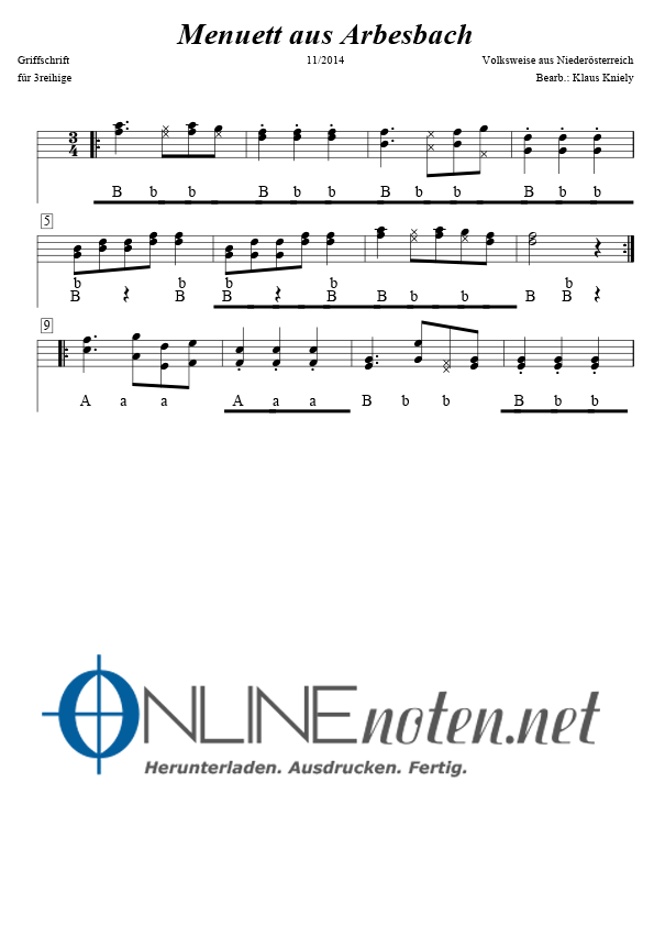 Menuett aus Arbesbach - Online-Noten