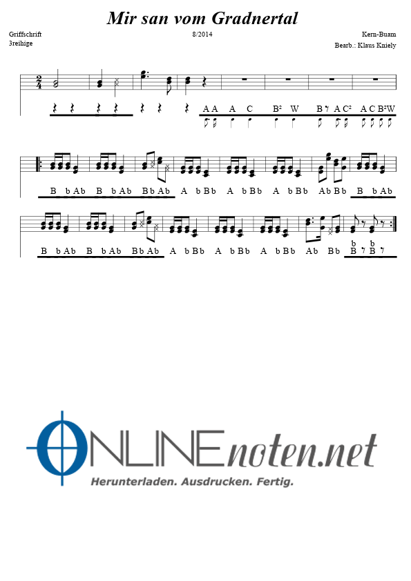 Mir san vom Gradnertal - Online-Noten