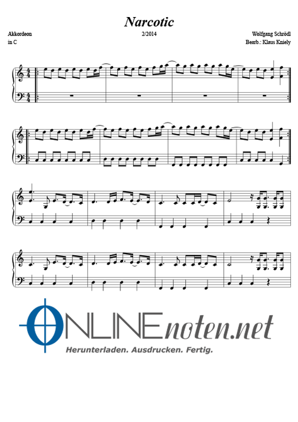 Narcotic (Normalnotation) - Online-Noten