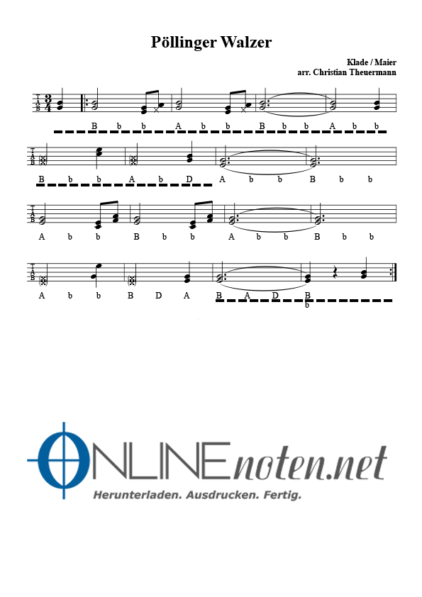 Pöllinger Walzer TAB - Online-Noten