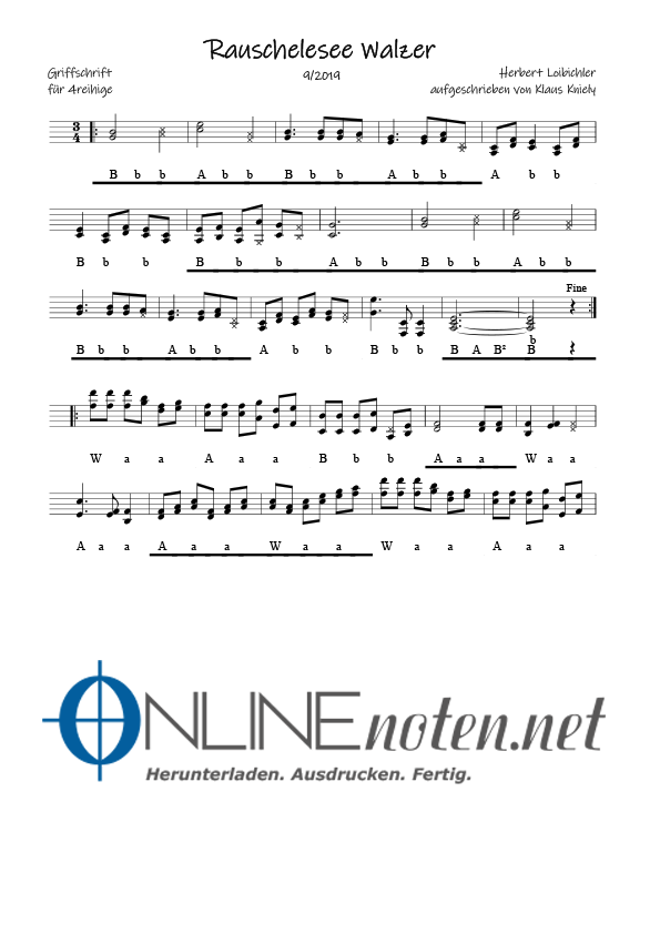 Rauschelesee Walzer (4reihige) - Online-Noten