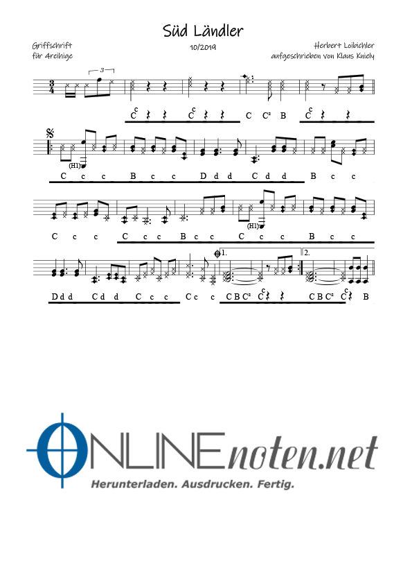 Süd Ländler (4reihige) - Online-Noten