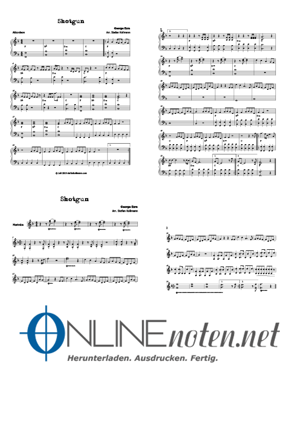 Shotgun - Akk./Marimba/Tromp. (2) - Online-Noten