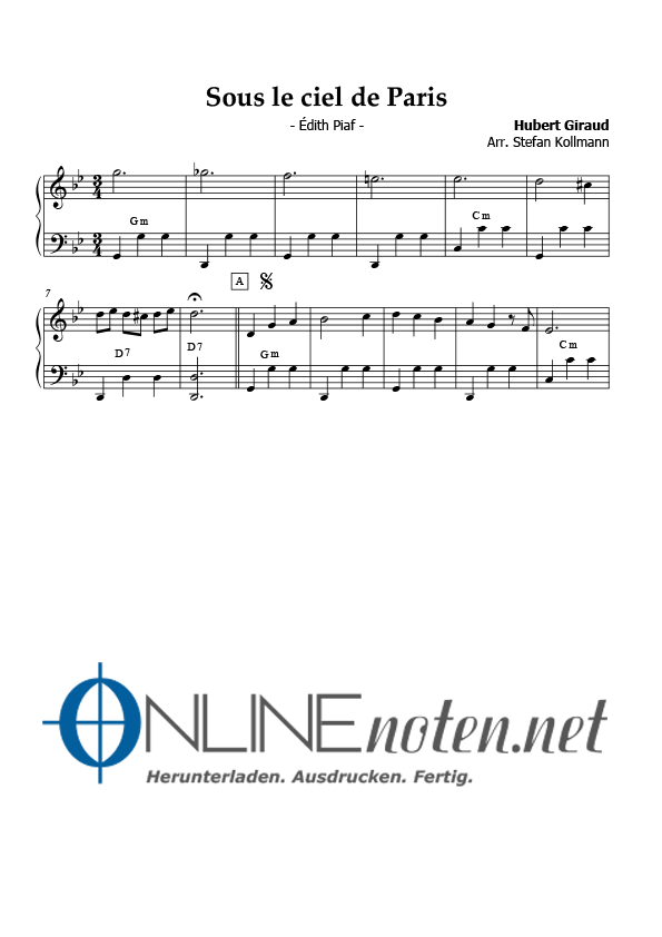 Sous le ciel de Paris (3) - Online-Noten