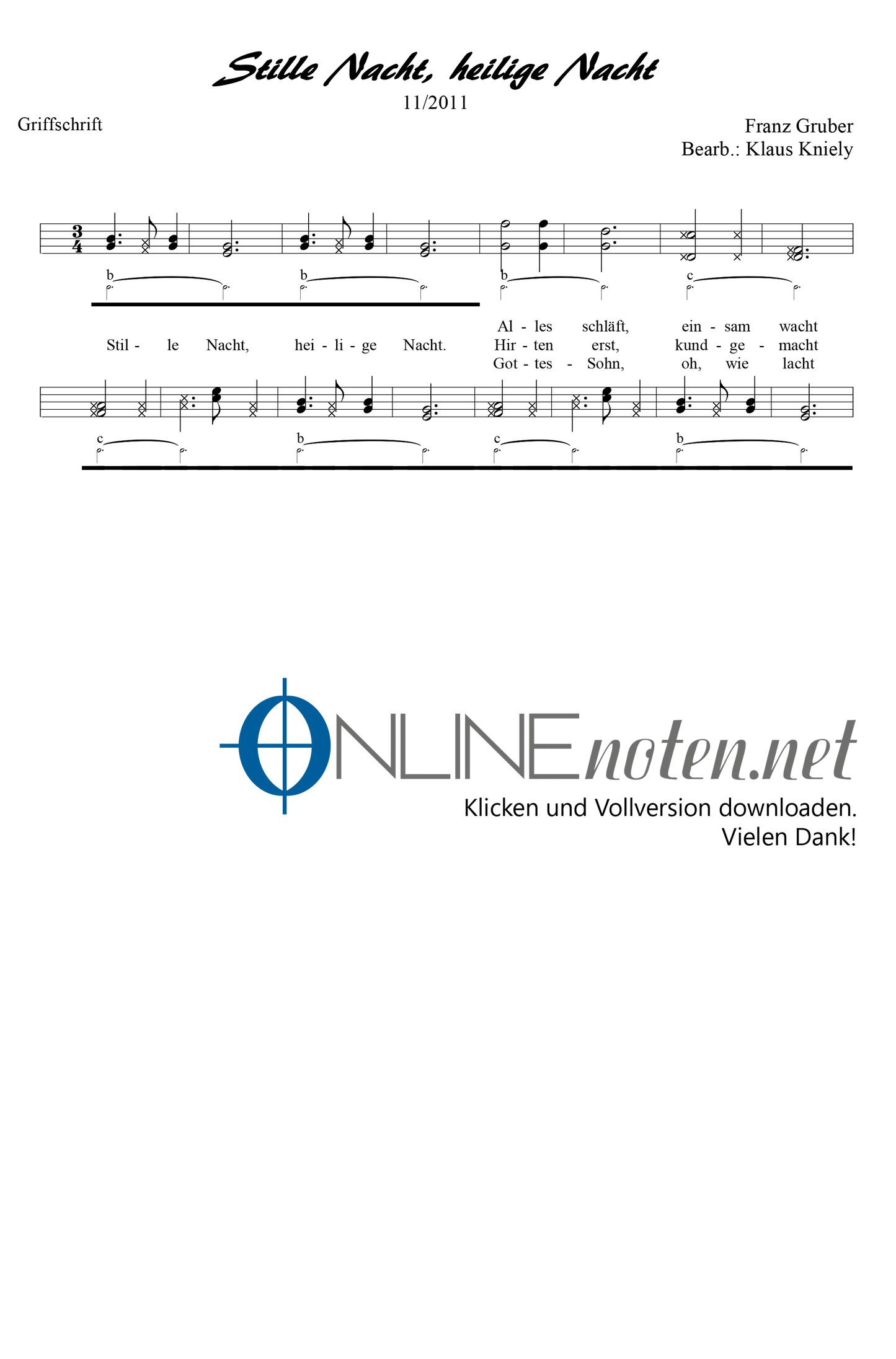 Stille Nacht, heilige Nacht - Online-Noten