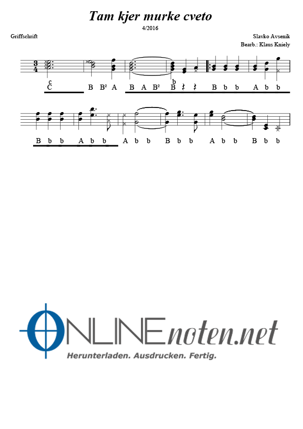 Tam kjer murke cveto - Online-Noten