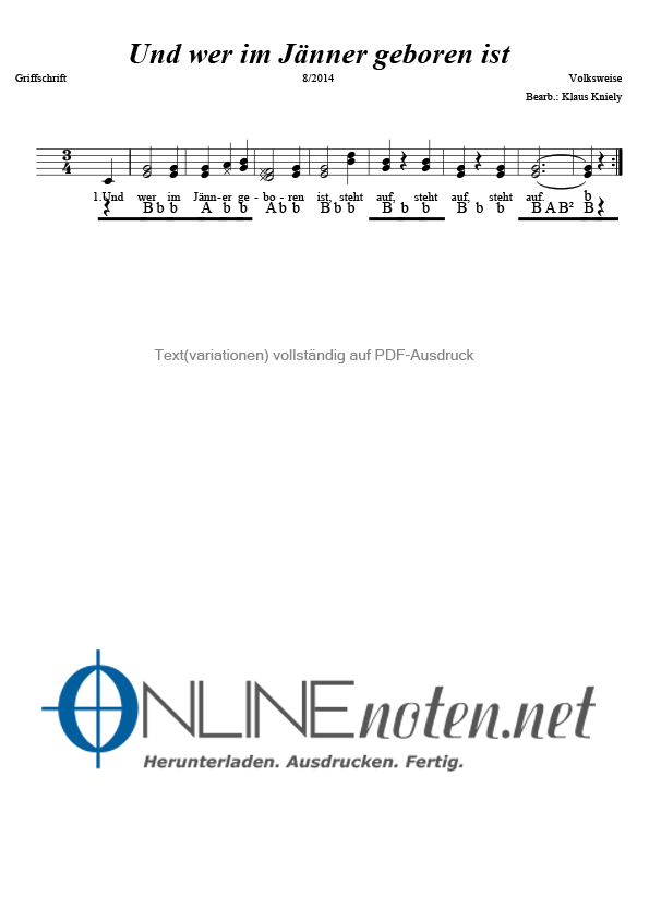 Und wer im Jänner geboren ist - Online-Noten