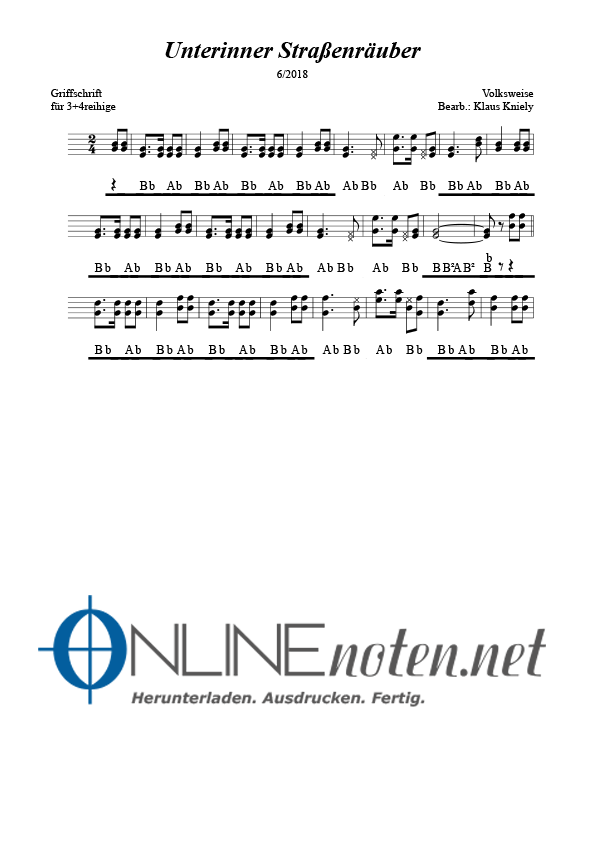 Unterinner Straßenräuber - Online-Noten