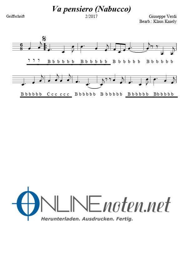 Va Pensiero - Online-Noten