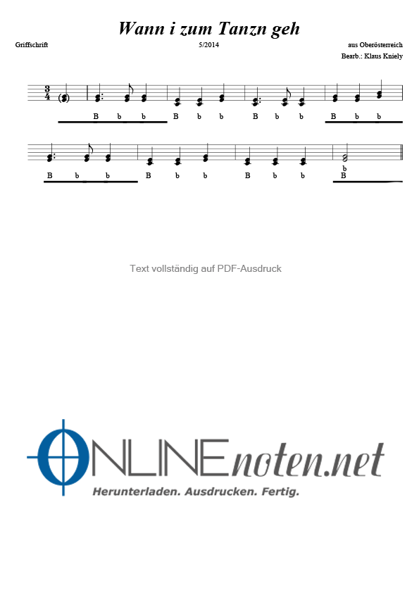 Wann i zum Tanzn geh - Online-Noten