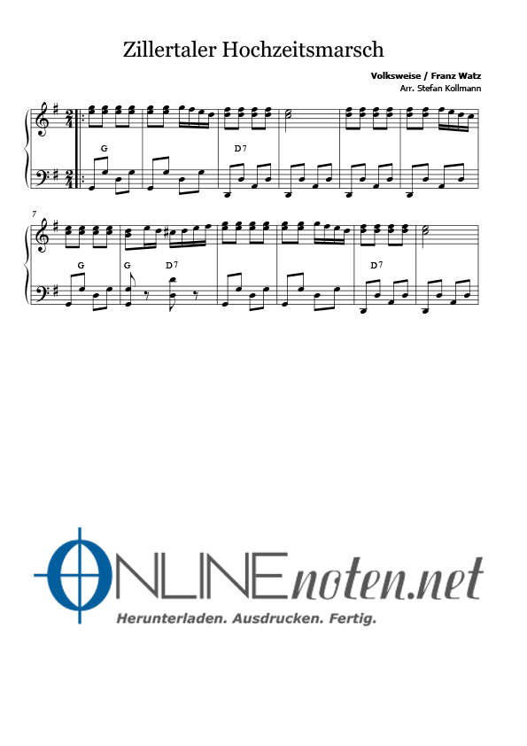 Zillertaler Hochzeitsmarsch (3) - Online-Noten