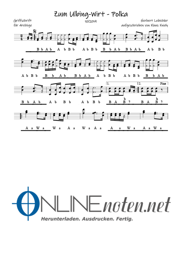 Zum Ulbing Wirt - Polka (4reihige) - Online-Noten
