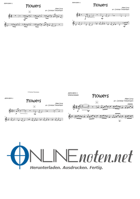 Flower für 4 Akkordeons + Partitur und Gesang